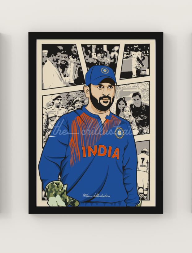 M.S.Dhoni Wall poster Frame